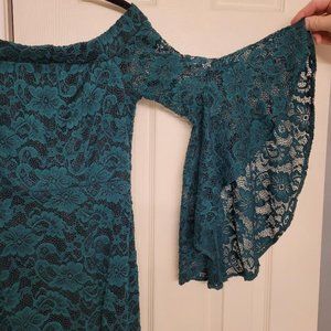 Lace dress with on or off shoulder neckline